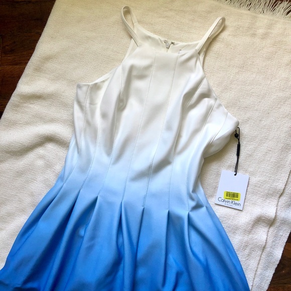 NWT Calvin Klein Ombre Halter Fit & Flare Dress Size S - Picture 3 of 5